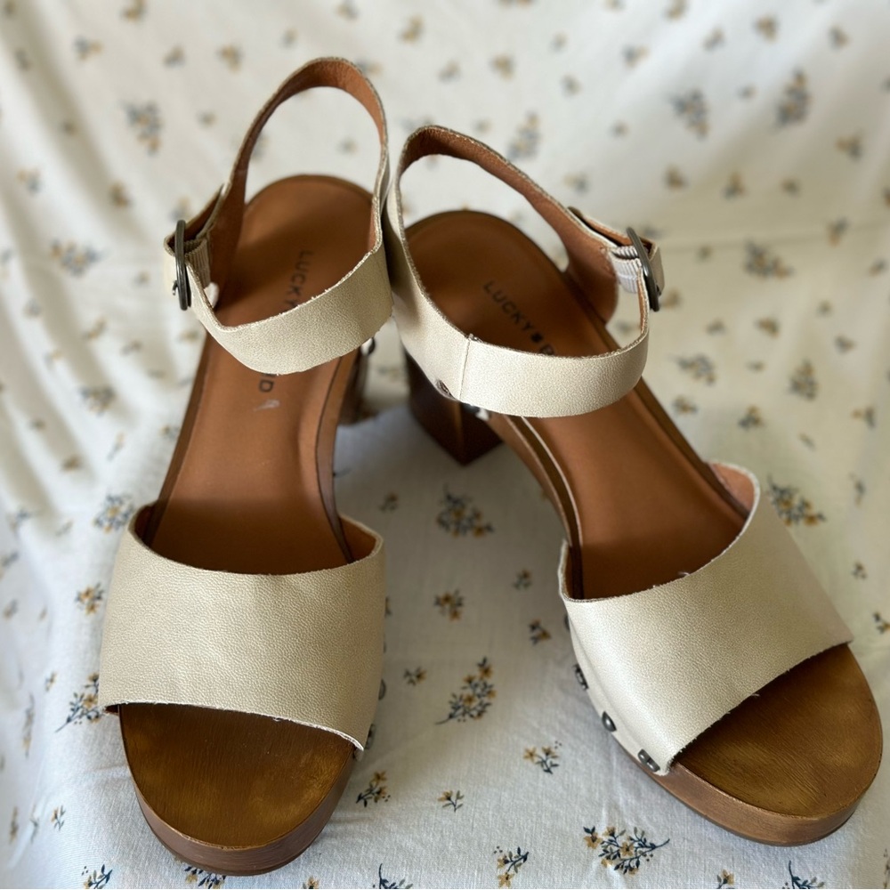 New Lucky Brand Black Hashti Platform Sandal 3" Block Heel /1" Platform